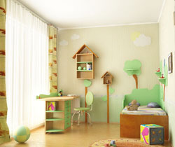 В детской комнате предметы должны иметь простую форму и крупные детали