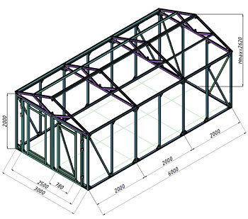 Конструкция каркасного гаража с двухскатной крышей
