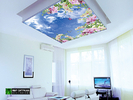 Фотовитражный потолок "Небо и цветы"