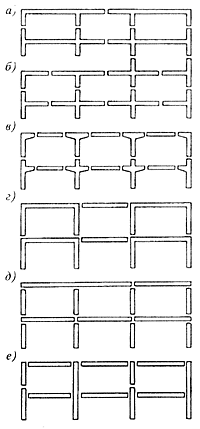 Схемы разрезки каркаса на сложные и линейные монтажные элементы